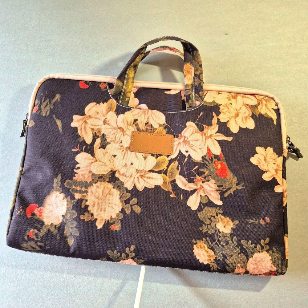 Dachee Black Peony Patten Waterproof Laptop Bag Case